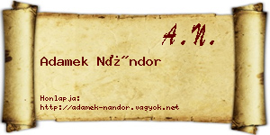 Adamek Nándor névjegykártya